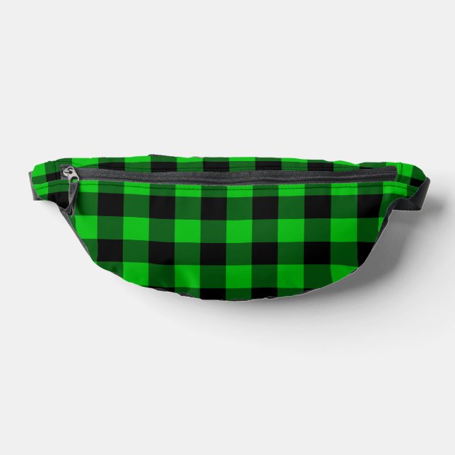 Black and Green Check Fanny Pack (Lay Down)