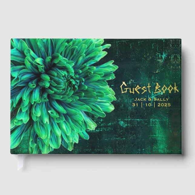 Black and Green Chrysanthemum  Guest Book (Front)
