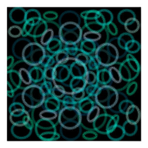 Black and green circles pattern poster