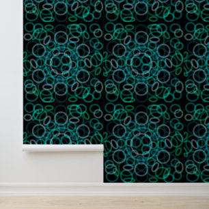 Black and green circles pattern wallpaper