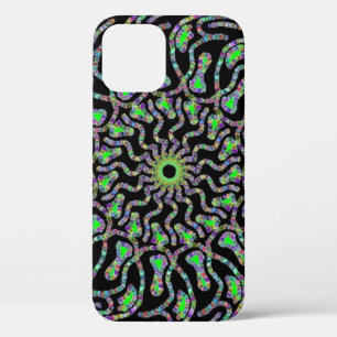 Black and Green Circular Design iPhone 12 Case