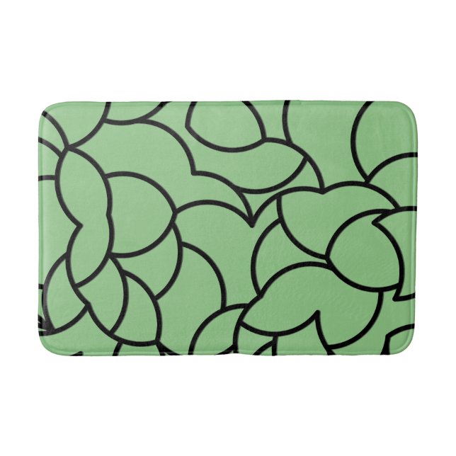 Black and Green Comingled Abstract Bath Mat (Front)