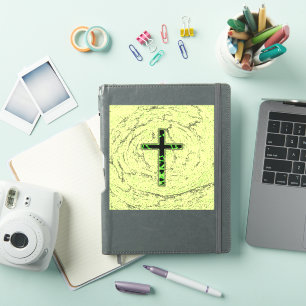 BLACK AND GREEN CROSS WITH MARBLE BACKGROUND