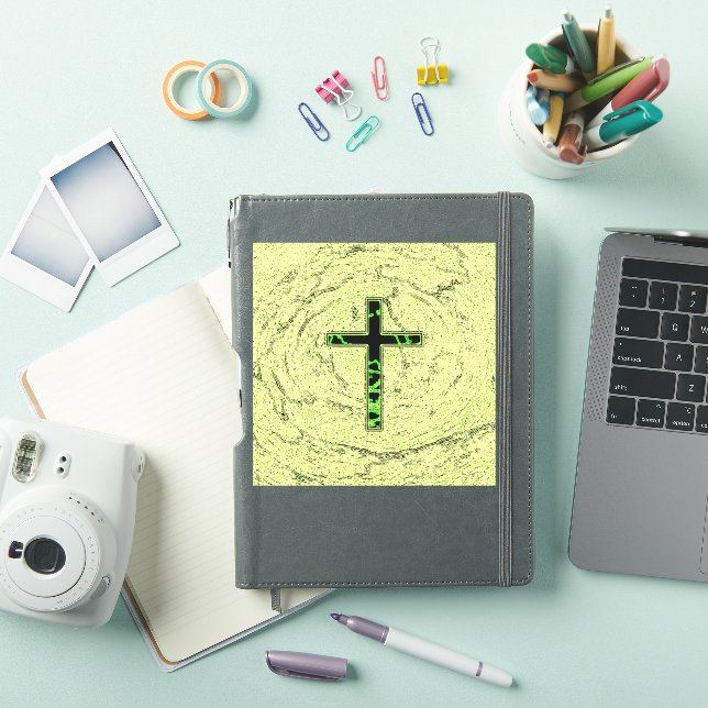 BLACK AND GREEN CROSS WITH MARBLE BACKGROUND (iPad Cover)