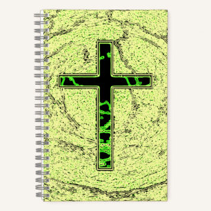 BLACK AND GREEN CROSS WITH MARBLE BACKGROUND NOTEBOOK