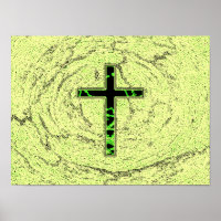 BLACK AND GREEN CROSS WITH MARBLE BACKGROUND