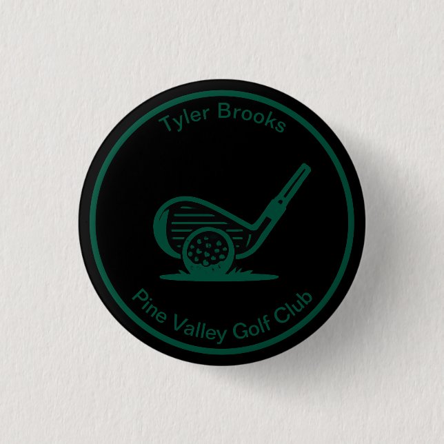 Black and Green Custom Golf Button (Front)