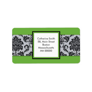 Black and Green Damask Address Labels