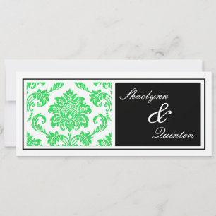 Black and Green Damask Wedding Invitation