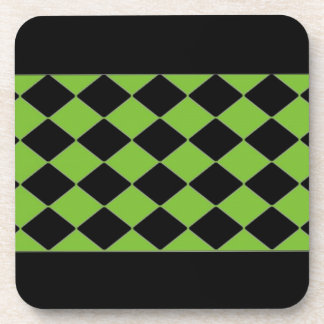 Black and Green Diamond Pattern Coaster