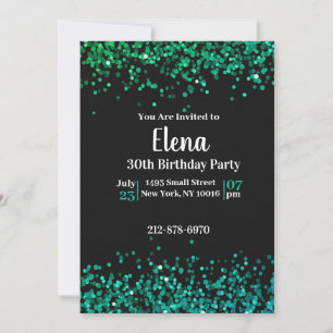 Black and  Green Elegant Birthday Party Invitation