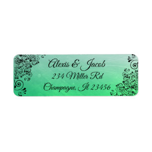 Black and Green Elegant Script Return Labels