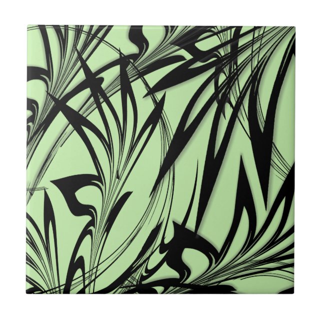 Black and Green Fern Glen Tile (Front)