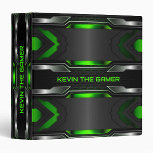 Black and green gaming background geometric design binder