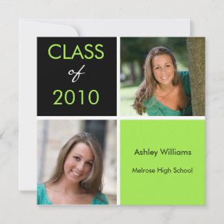 Black and Green Graduation Invitations