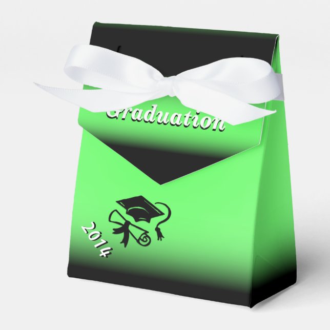 Black and Green Graduation Personalized Favour Box (Front Side)