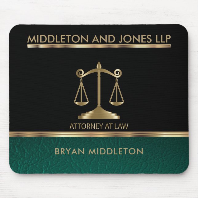 Black and Green Leather Law Firm Designs Mouse Pad (Front)