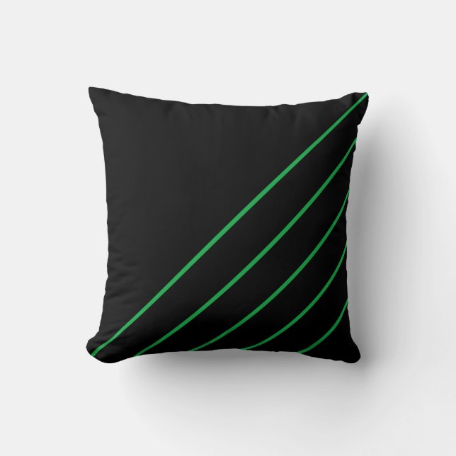Black And Green Lines Throw Pillow (Front)