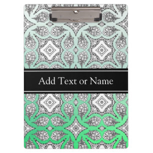 Black and Green Mandala Zen Personalized Clipboard