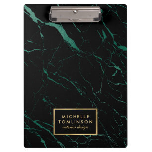 Black and Green Marble Designer Personalized Clipboard