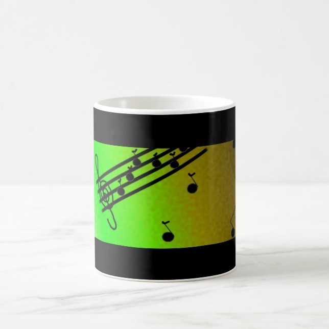 Black and Green Musical Design Coffee Mug (Center)