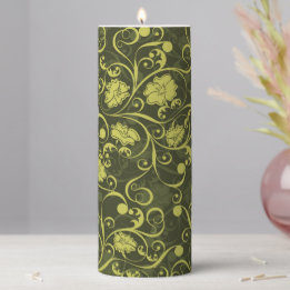 Black and Green Nature Illustrated Floral Pattern