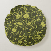 Black and Green Nature Illustrated Floral Pattern