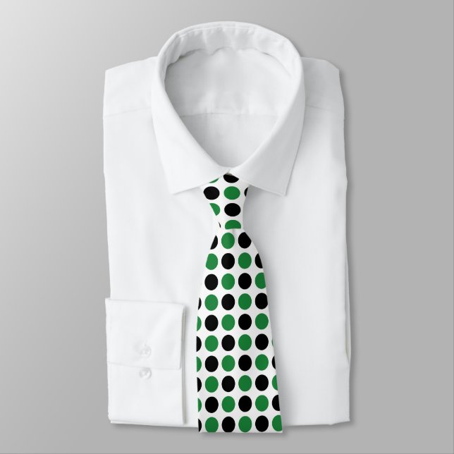 Black and Green Polka Dots Tie (Tied)