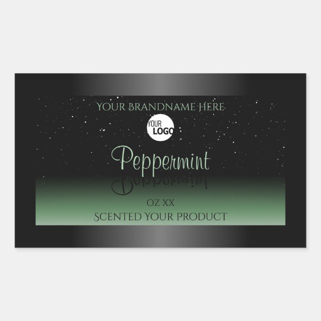 Black and Green Product Labels Soft Glitter Logo (Front)