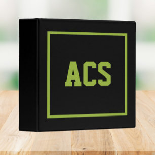 Black and Green School Colours and Letters Binder