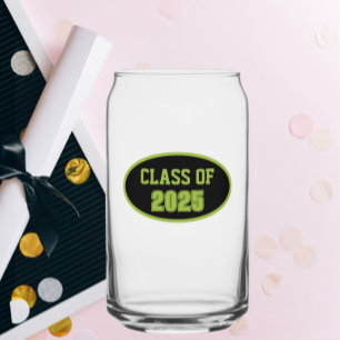 Black and Green School Colours Class Year Can Glass