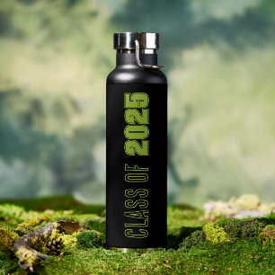 Black and Green School Colours Class Year Water Bottle