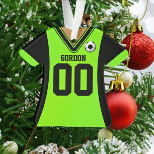 Black and Green Soccer Jersey Ornament