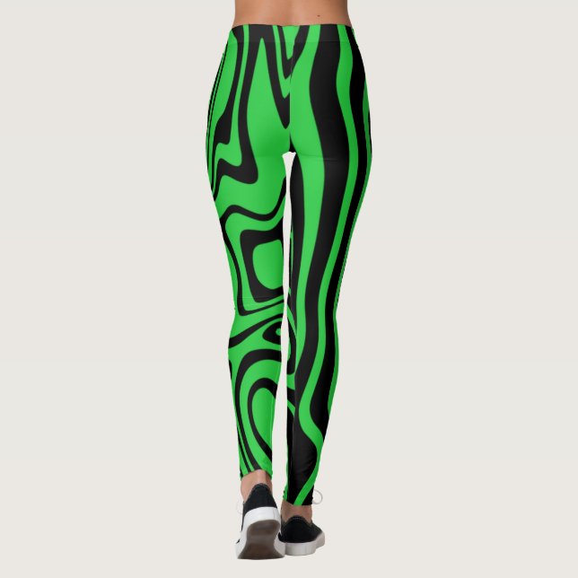 Black and Green Striped Leggings - Choose Colour (Back)