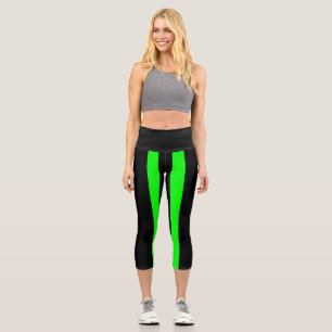Black and Green Surge Capri Leggings
