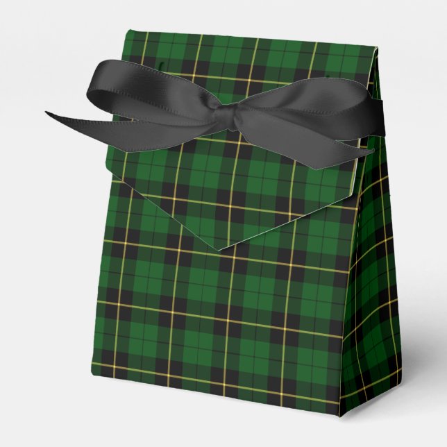Black and Green Wallace Clan Hunting Tartan Favor Box (Front Side)