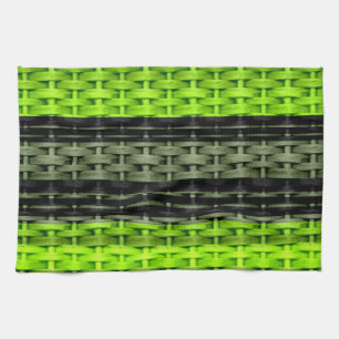 Black and green wicker art graphic design 2 kitchen towel