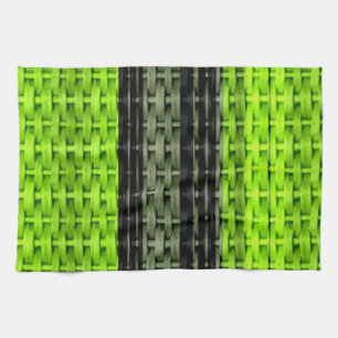 Black and green wicker art graphic design kitchen towel