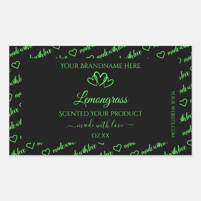 Black and Green Words Cloud Product Labels Hearts (Front)