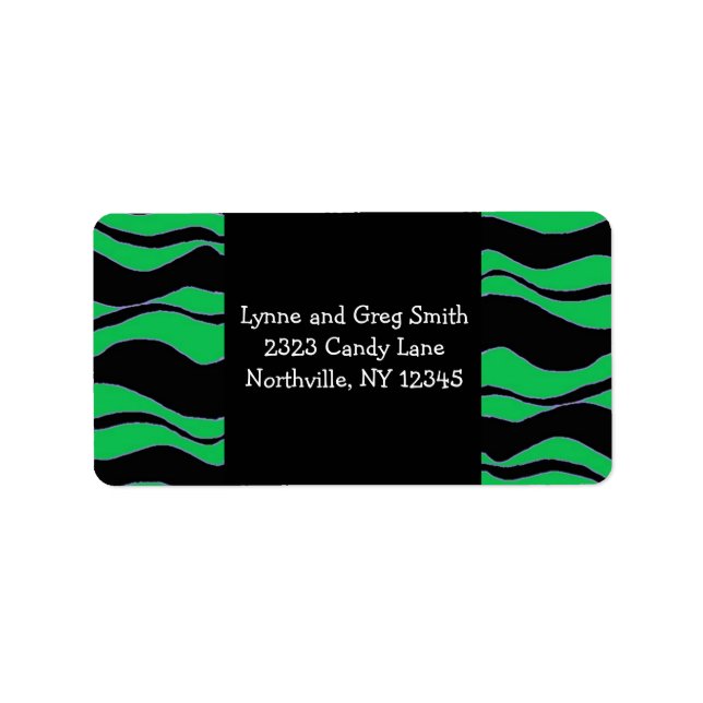 Black and Green Zebra Pattern Label (Front)