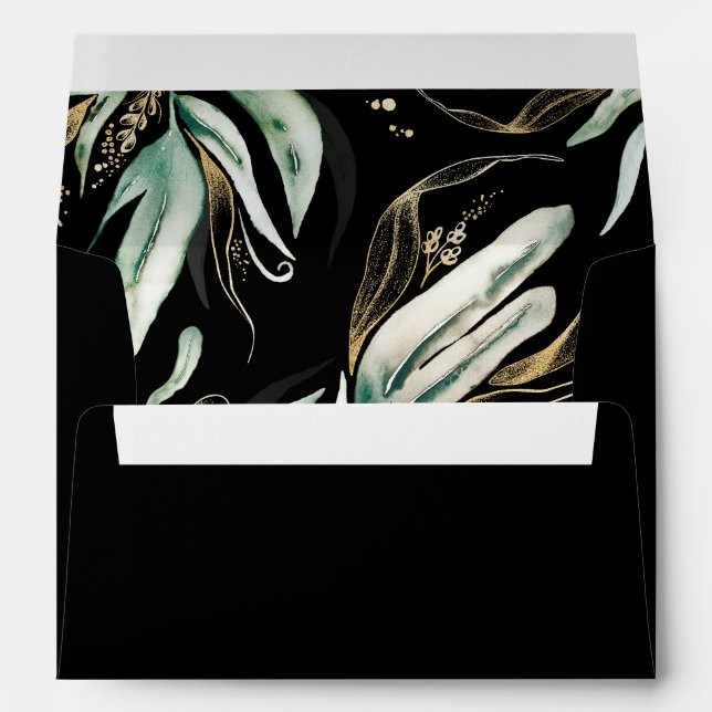 Black and Greenery Mixed with Gold Envelope (Back (Bottom))