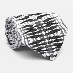 Black And Grey Abstract Feathered Floral Leaves Tie