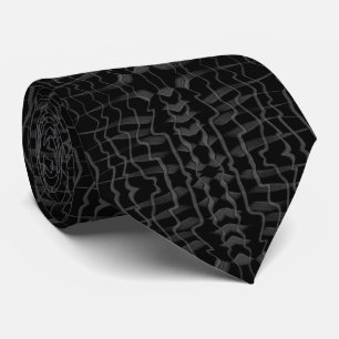 Black And Grey Abstract Feathered Floral Leaves Tie