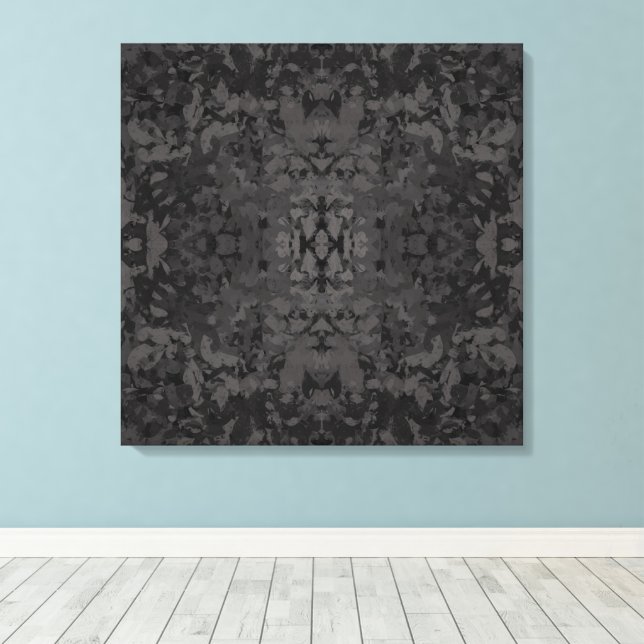 Black And Grey Abstract Graphic Art Design Canvas Print (Insitu(Wood Floor))