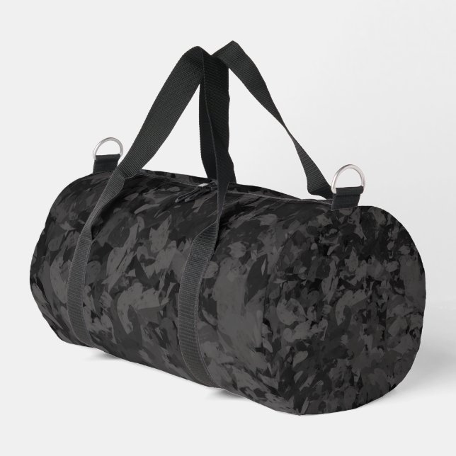 Black And Grey Abstract Graphic Art Design Duffle Bag (Left Corner)