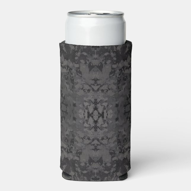 Black And Grey Abstract Graphic Art Design Seltzer Can Cooler (Seltzer Front)