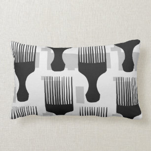 Black and grey afro comb Throw Pillow