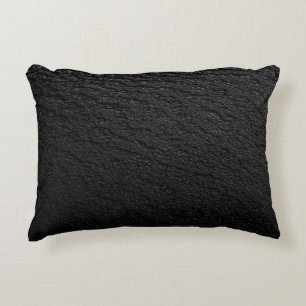 Black and grey area rug accent pillow