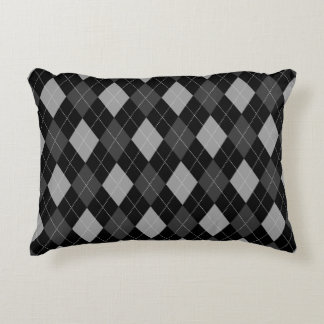 Black and Grey Argyle Accent Pillow