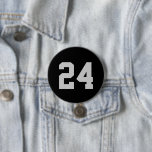 Black and Grey Athlete Jersey Number 3 Inch Round Button<br><div class="desc">Cheer on your favourite sports team, football player or just show off your school pride with a custom personalized spirit button! Personalize with a player's jersey number or other custom text. Perfect for football, basketball, baseball and soccer games! Create custom pins for the whole team, cheerleaders, parents and siblings to...</div>